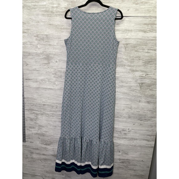 Lands' End Dress Womens M Blue Floral Maxi Square Neck Tank Ruffle Sleeveless - Picture 10 of 10